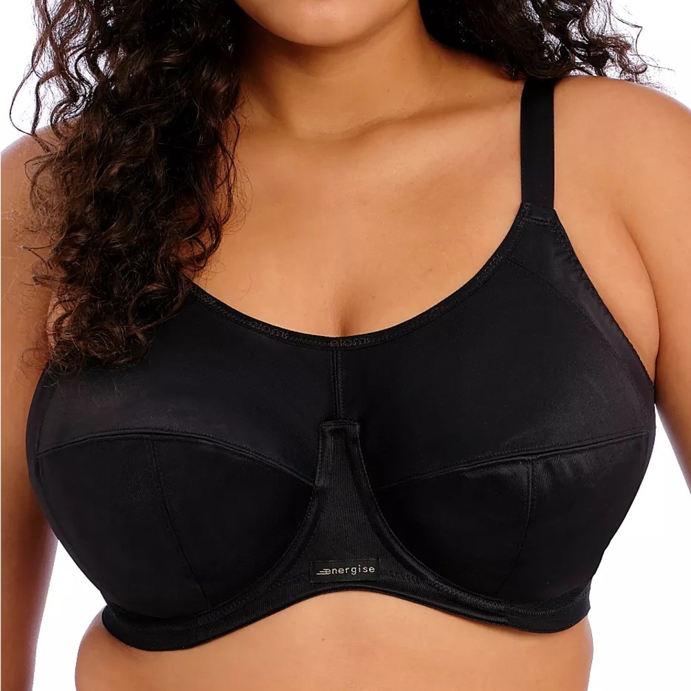 Elomi Energise Black Underwire Sports J Hook Bra‎ Size 38DD